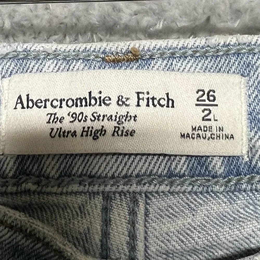 Abercrombie‎ Fitch Jeans Womens 26 2L Blue 90s Straight High Rise Criss Cross